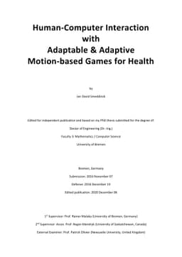 Human-Computer Interaction with Adaptable & Adaptive Motion-based Games
  for Health