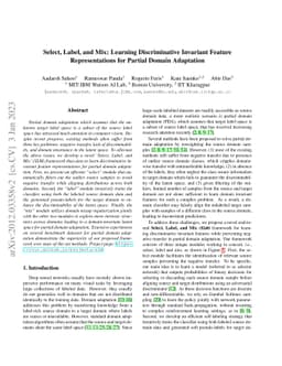 Select, Label, and Mix: Learning Discriminative Invariant Feature
  Representations for Partial Domain Adaptation