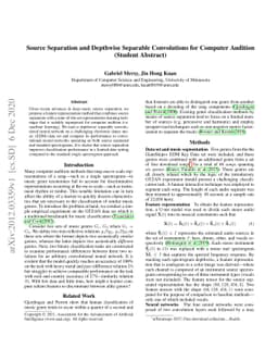 Source Separation and Depthwise Separable Convolutions for Computer
  Audition