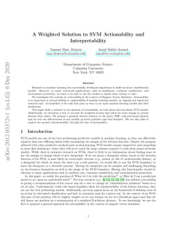 A Weighted Solution to SVM Actionability and Interpretability