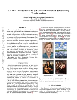 Art Style Classification with Self-Trained Ensemble of AutoEncoding
  Transformations