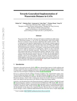 Towards Generalized Implementation of Wasserstein Distance in GANs