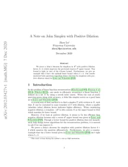 A Note on John Simplex with Positive Dilation
