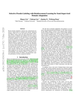 Selective Pseudo-Labeling with Reinforcement Learning for
  Semi-Supervised Domain Adaptation