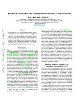 Variational Autoencoders for Learning Nonlinear Dynamics of Physical
  Systems