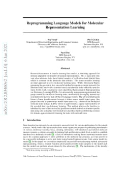 Reprogramming Language Models for Molecular Representation Learning