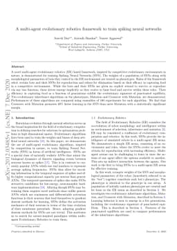 A multi-agent evolutionary robotics framework to train spiking neural
  networks
