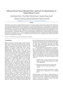 Efficient Kernel based Matched Filter Approach for Segmentation of
  Retinal Blood Vessels