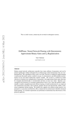 DiffPrune: Neural Network Pruning with Deterministic Approximate Binary
  Gates and $L_0$ Regularization