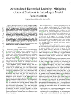 Accumulated Decoupled Learning: Mitigating Gradient Staleness in
  Inter-Layer Model Parallelization