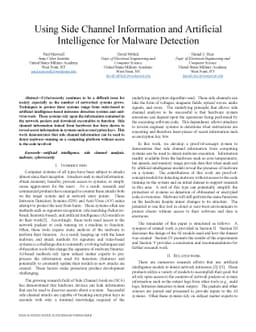 Using Side Channel Information and Artificial Intelligence for Malware
  Detection