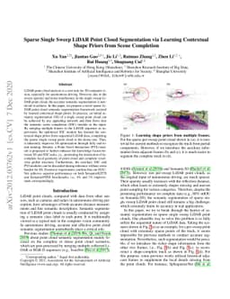Sparse Single Sweep LiDAR Point Cloud Segmentation via Learning
  Contextual Shape Priors from Scene Completion