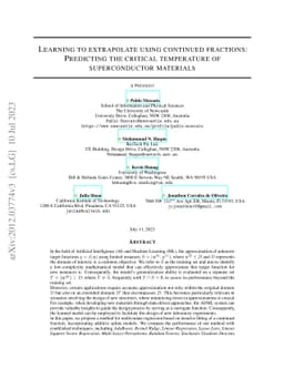 Learning to extrapolate using continued fractions: Predicting the
  critical temperature of superconductor materials