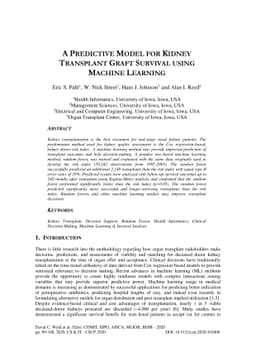 A predictive model for kidney transplant graft survival using machine
  learning