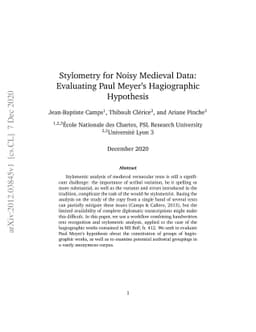 Stylometry for Noisy Medieval Data: Evaluating Paul Meyer's Hagiographic
  Hypothesis