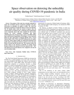 Space observation on detoxing the unhealthy air quality during COVID-19
  pandemic in India