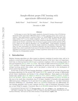 Sample-efficient proper PAC learning with approximate differential
  privacy