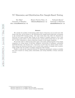 VC Dimension and Distribution-Free Sample-Based Testing