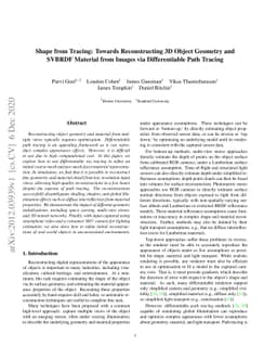 Shape From Tracing: Towards Reconstructing 3D Object Geometry and SVBRDF
  Material from Images via Differentiable Path Tracing