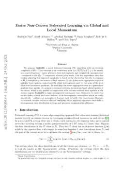 Faster Non-Convex Federated Learning via Global and Local Momentum