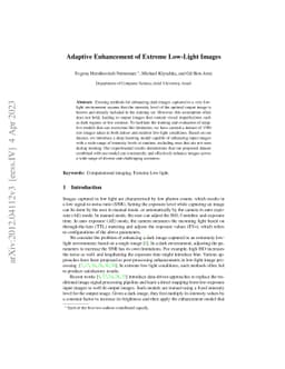 Adaptive Enhancement of Extreme Low-Light Images