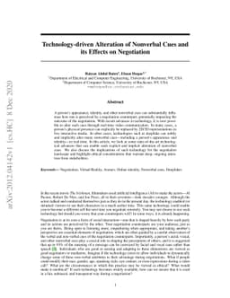 Technology-driven Alteration of Nonverbal Cues and its Effects on
  Negotiation