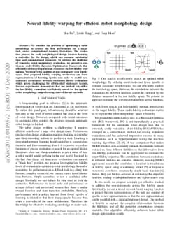 Neural fidelity warping for efficient robot morphology design