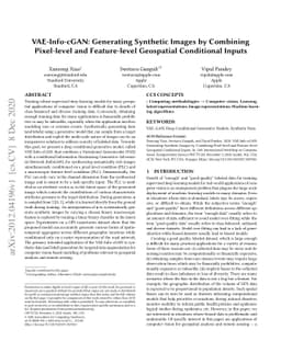 VAE-Info-cGAN: Generating Synthetic Images by Combining Pixel-level and
  Feature-level Geospatial Conditional Inputs