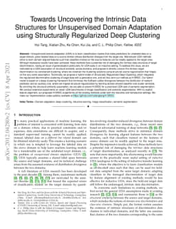 Towards Uncovering the Intrinsic Data Structures for Unsupervised Domain
  Adaptation using Structurally Regularized Deep Clustering