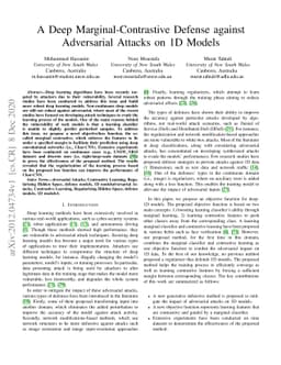 A Deep Marginal-Contrastive Defense against Adversarial Attacks on 1D
  Models