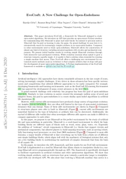 EvoCraft: A New Challenge for Open-Endedness