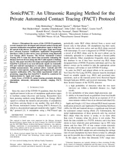 SonicPACT: An Ultrasonic Ranging Method for the Private Automated
  Contact Tracing (PACT) Protocol