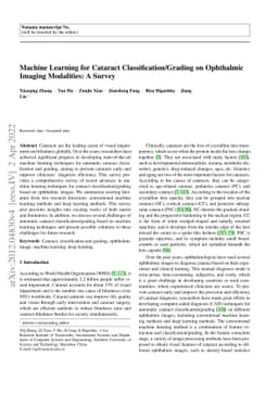Machine Learning for Cataract Classification and Grading on Ophthalmic
  Imaging Modalities: A Survey