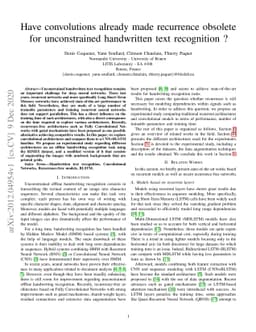Have convolutions already made recurrence obsolete for unconstrained
  handwritten text recognition ?
