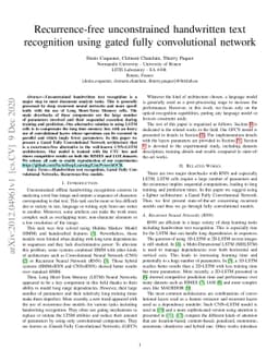 Recurrence-free unconstrained handwritten text recognition using gated
  fully convolutional network