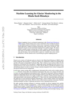Machine Learning for Glacier Monitoring in the Hindu Kush Himalaya