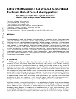 EMRs with Blockchain : A distributed democratised Electronic Medical
  Record sharing platform