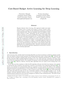 Cost-Based Budget Active Learning for Deep Learning