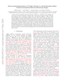 Deep Learning Segmentation of Complex Features in Atomic-Resolution
  Phase Contrast Transmission Electron Microscopy Images