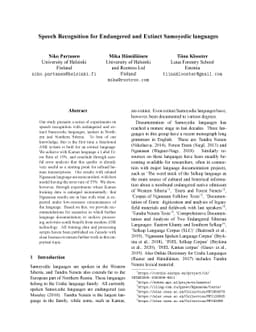 Speech Recognition for Endangered and Extinct Samoyedic languages