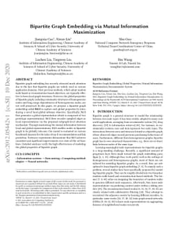 Bipartite Graph Embedding via Mutual Information Maximization