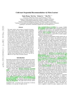 Cold-start Sequential Recommendation via Meta Learner