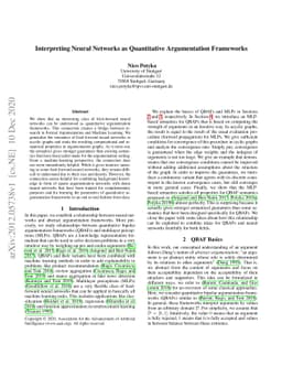 Interpreting Neural Networks as Gradual Argumentation Frameworks
  (Including Proof Appendix)