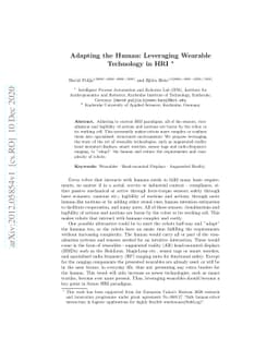 Adapting the Human: Leveraging Wearable Technology in HRI