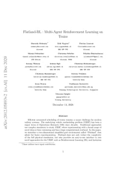 Flatland-RL : Multi-Agent Reinforcement Learning on Trains