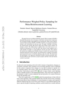 Performance-Weighed Policy Sampling for Meta-Reinforcement Learning