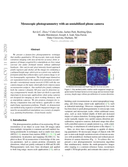 Mesoscopic photogrammetry with an unstabilized phone camera