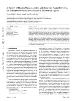 A Review of Hidden Markov Models and Recurrent Neural Networks for Event
  Detection and Localization in Biomedical Signals