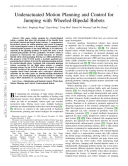 Underactuated Motion Planning and Control for Jumping with
  Wheeled-Bipedal Robots