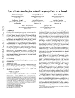 Query Understanding for Natural Language Enterprise Search